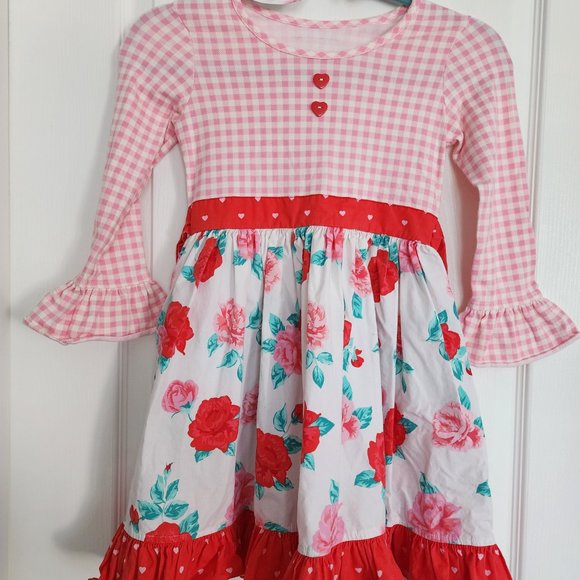Eleanor Rose size 7/8 Valentines day dress and matching bow - Picture 2 of 2